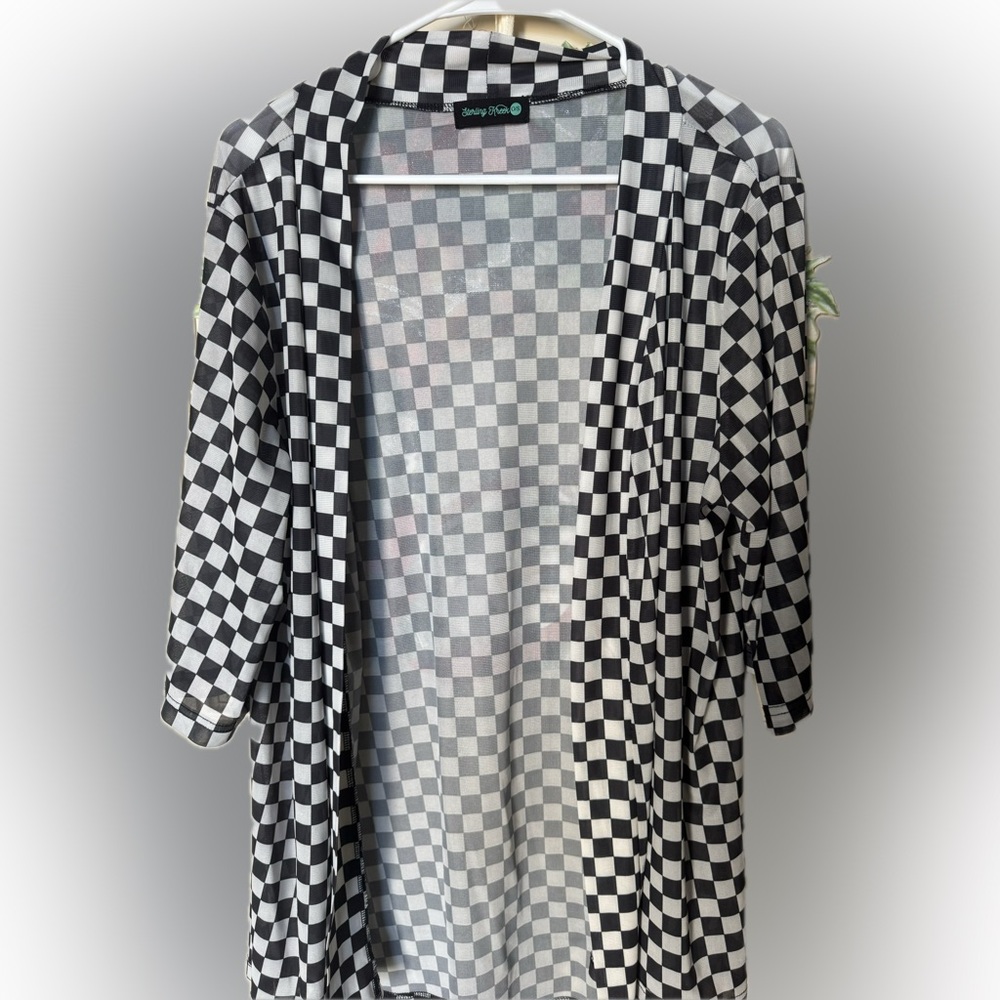 Sterling Kreek Black and White Checkered Cardigan